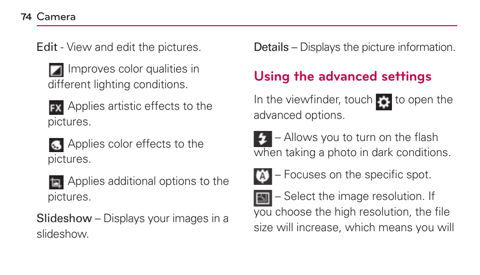 LG US730 User Manual | Page 74 / 200