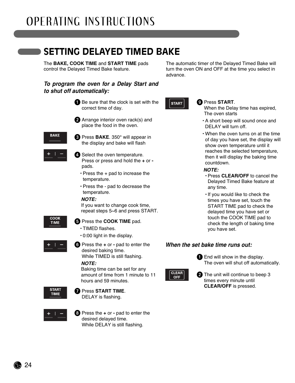 Setting delayed timed bake | LG LRE3091SW User Manual | Page 24 / 40