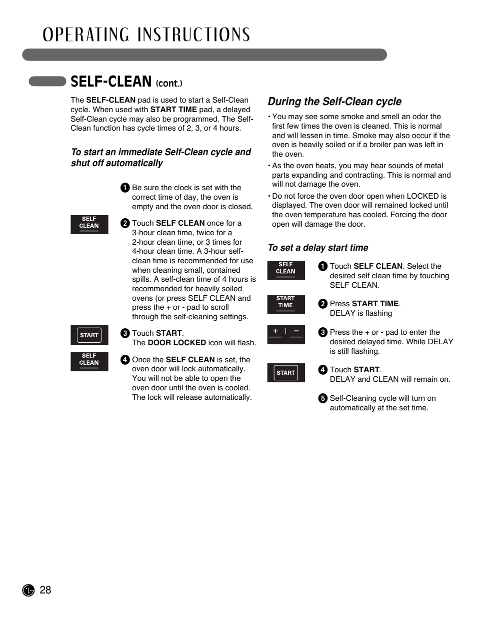 Self-clean | LG LRE3091SW User Manual | Page 28 / 40