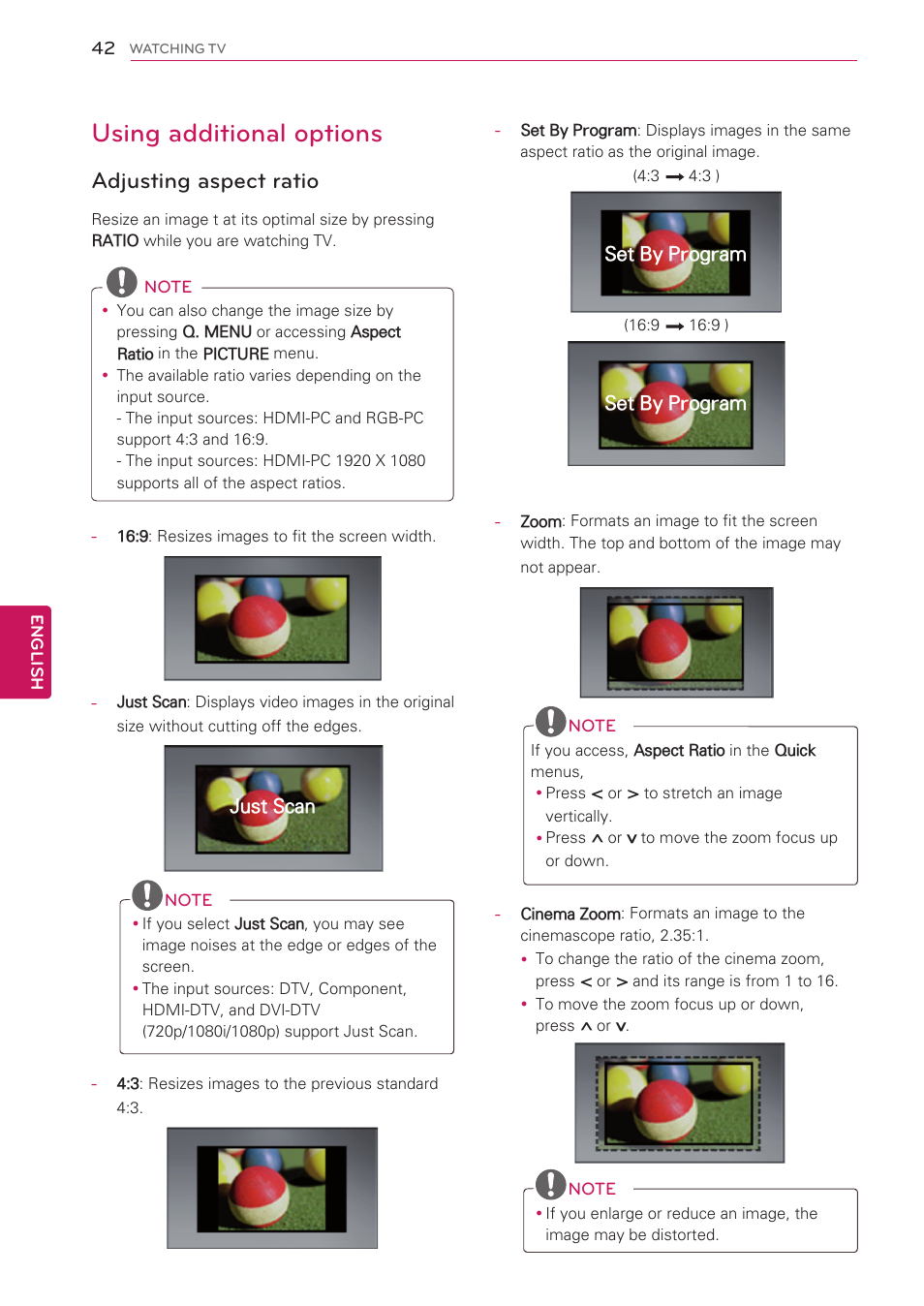 Using additional options, Adjusting aspect ratio | LG 50PW350 User Manual | Page 42 / 124