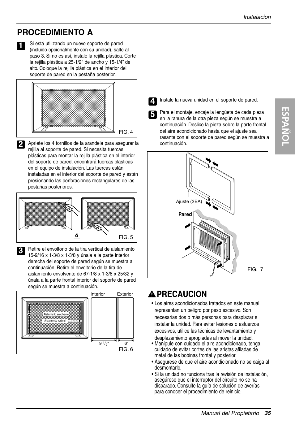 Esp añol, Procedimiento a | LG LT143CNR User Manual | Page 35 / 48