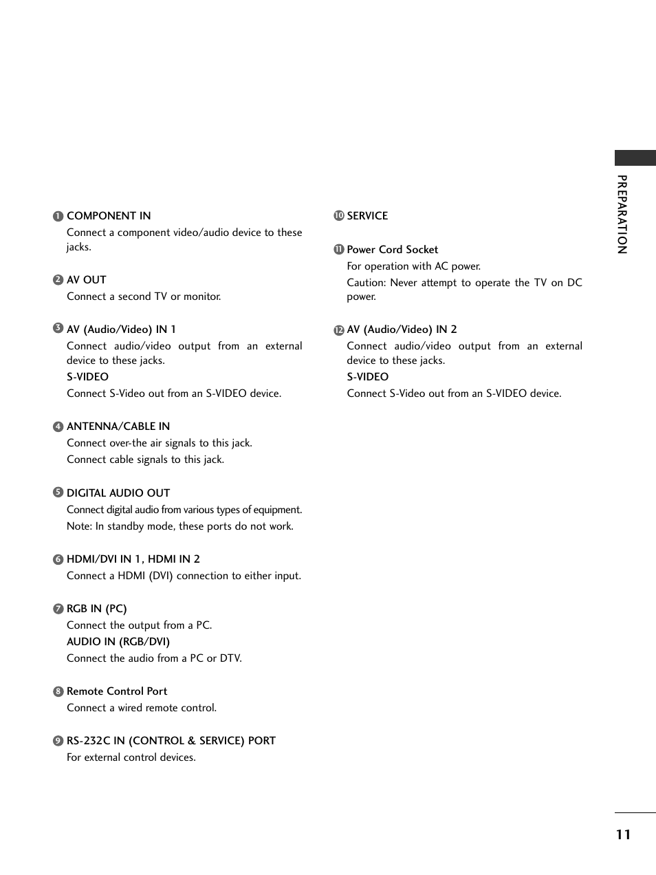 Prep ar at ion | LG 42LC4D User Manual | Page 13 / 90