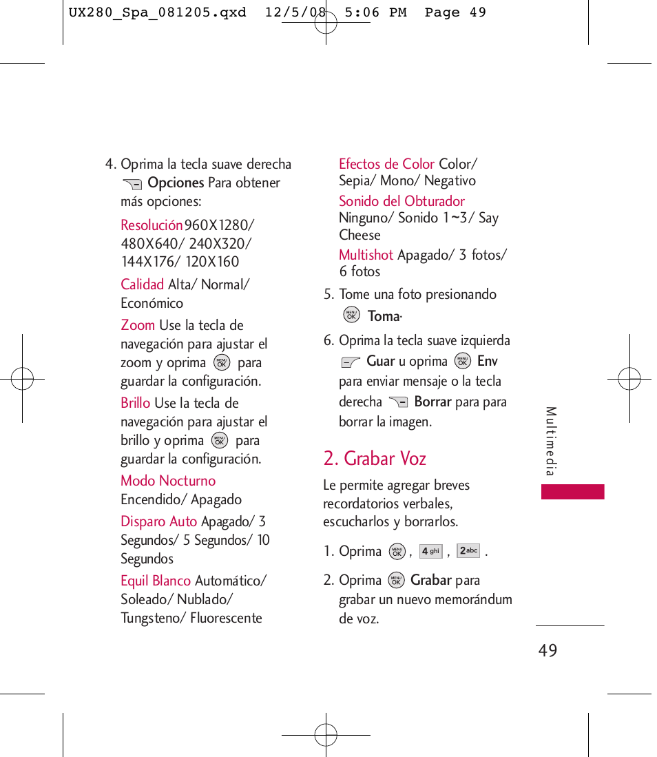 Grabar voz | LG LGUX280 User Manual | Page 158 / 226