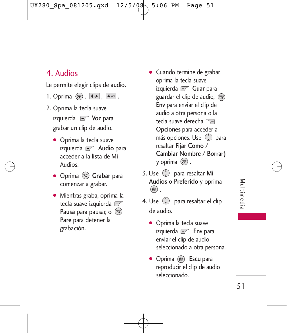 Audios | LG LGUX280 User Manual | Page 160 / 226