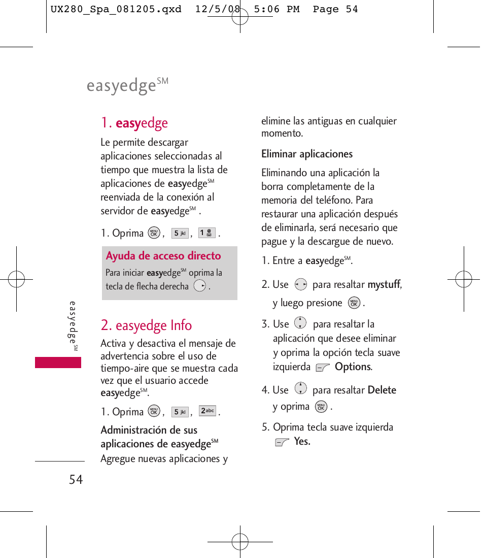 Easyedge, Easy edge, Easyedge info | LG LGUX280 User Manual | Page 163 / 226