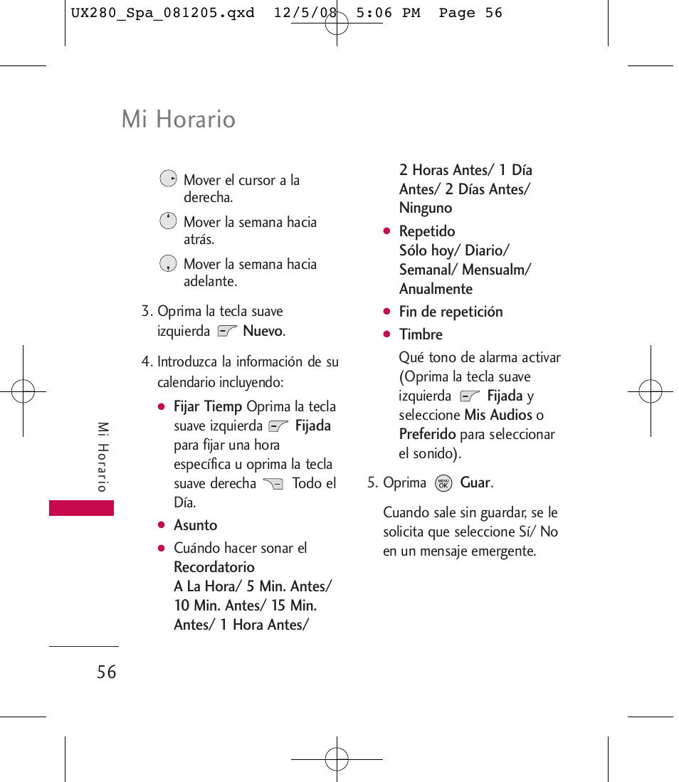 Mi horario | LG LGUX280 User Manual | Page 165 / 226