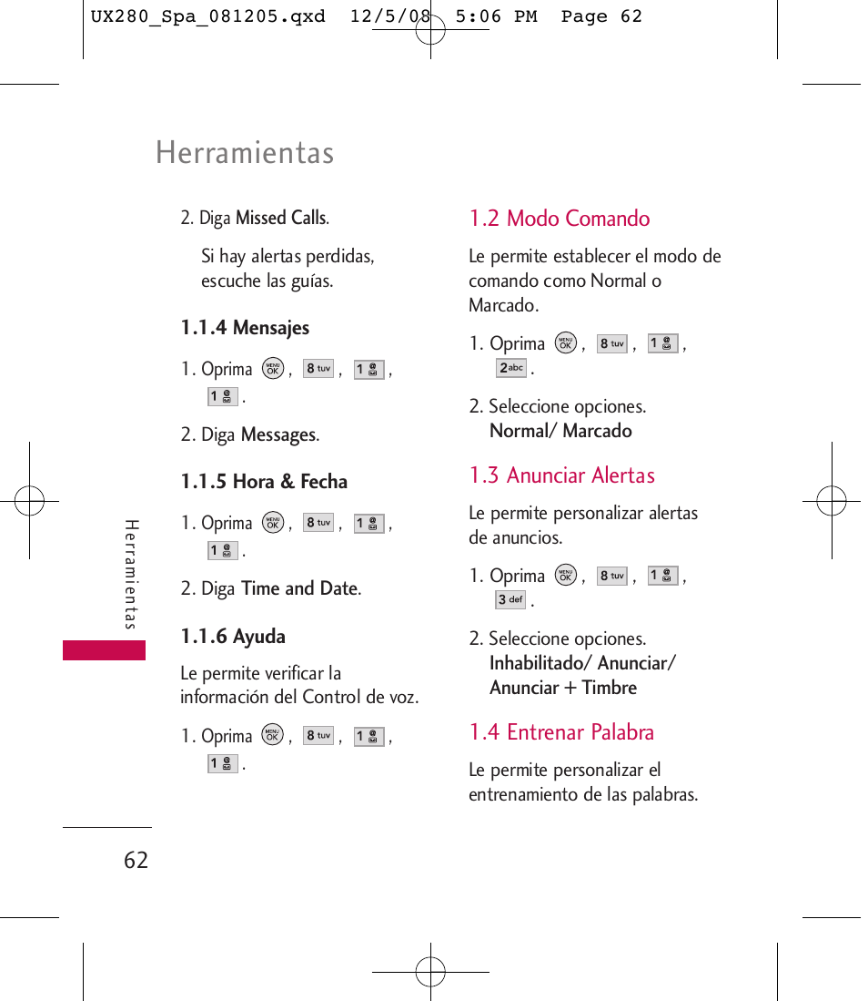 Herramientas | LG LGUX280 User Manual | Page 171 / 226