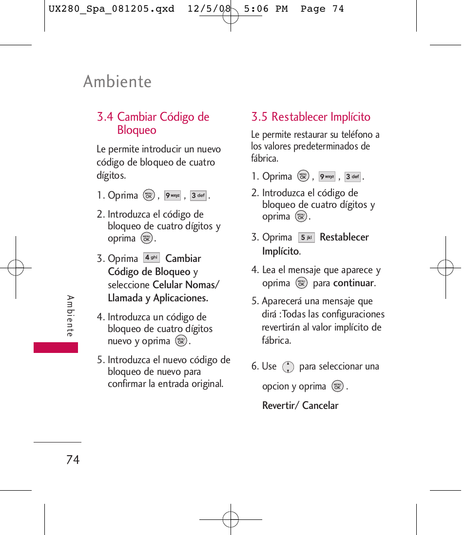 Ambiente | LG LGUX280 User Manual | Page 183 / 226