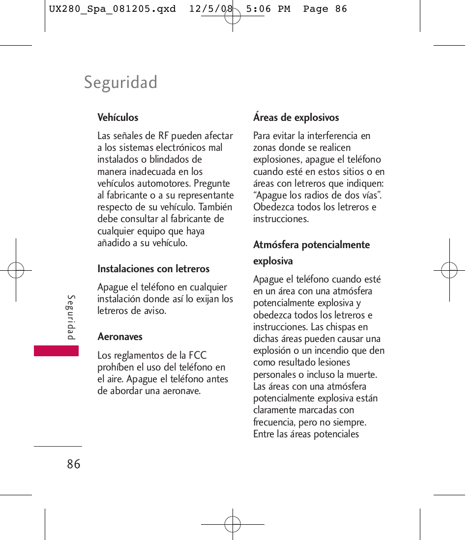 Seguridad | LG LGUX280 User Manual | Page 195 / 226