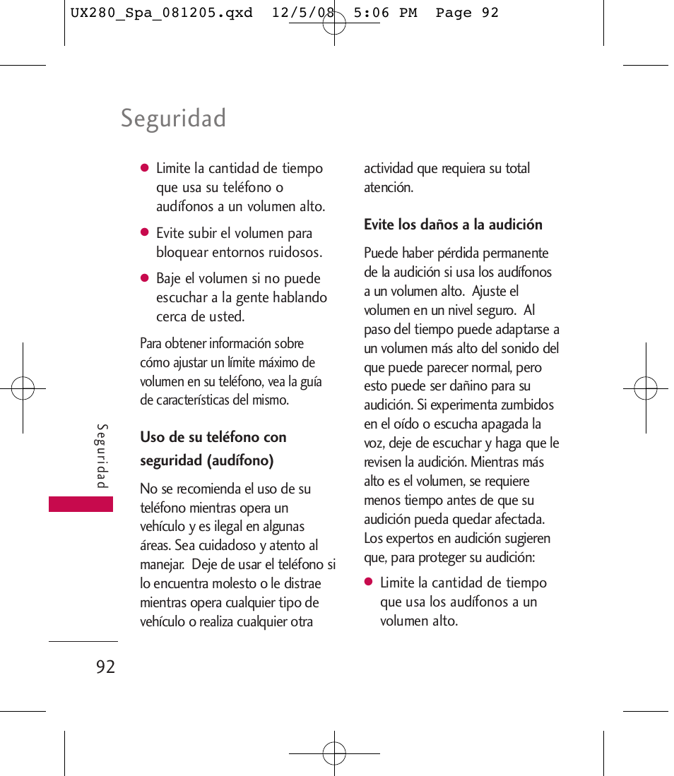 Seguridad | LG LGUX280 User Manual | Page 201 / 226