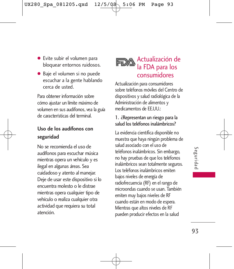 Actualización de la fda para los consumidores | LG LGUX280 User Manual | Page 202 / 226