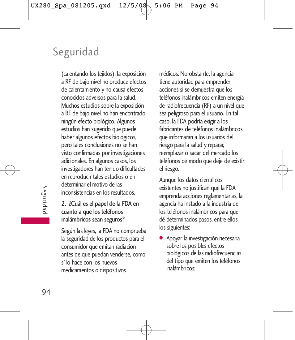 Seguridad | LG LGUX280 User Manual | Page 203 / 226