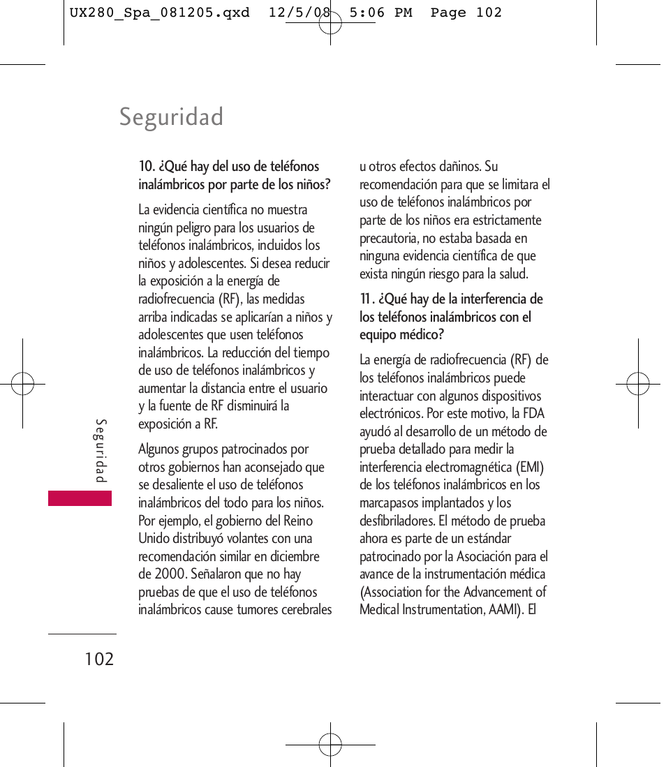 Seguridad | LG LGUX280 User Manual | Page 211 / 226