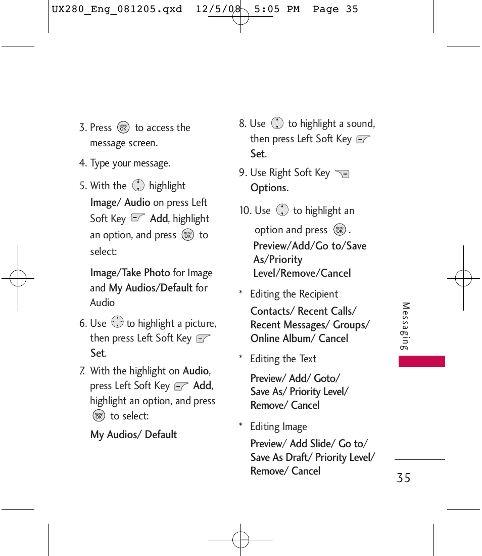 LG LGUX280 User Manual | Page 37 / 226