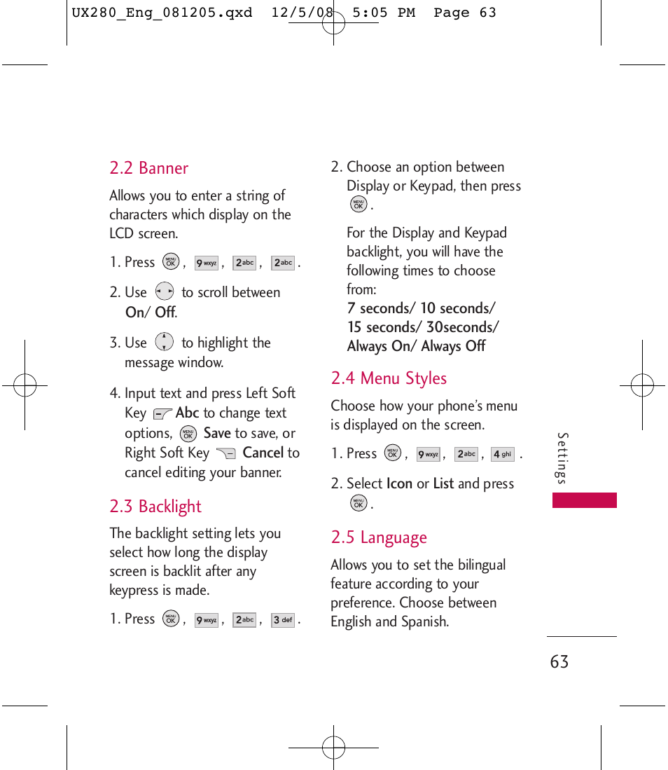 LG LGUX280 User Manual | Page 65 / 226