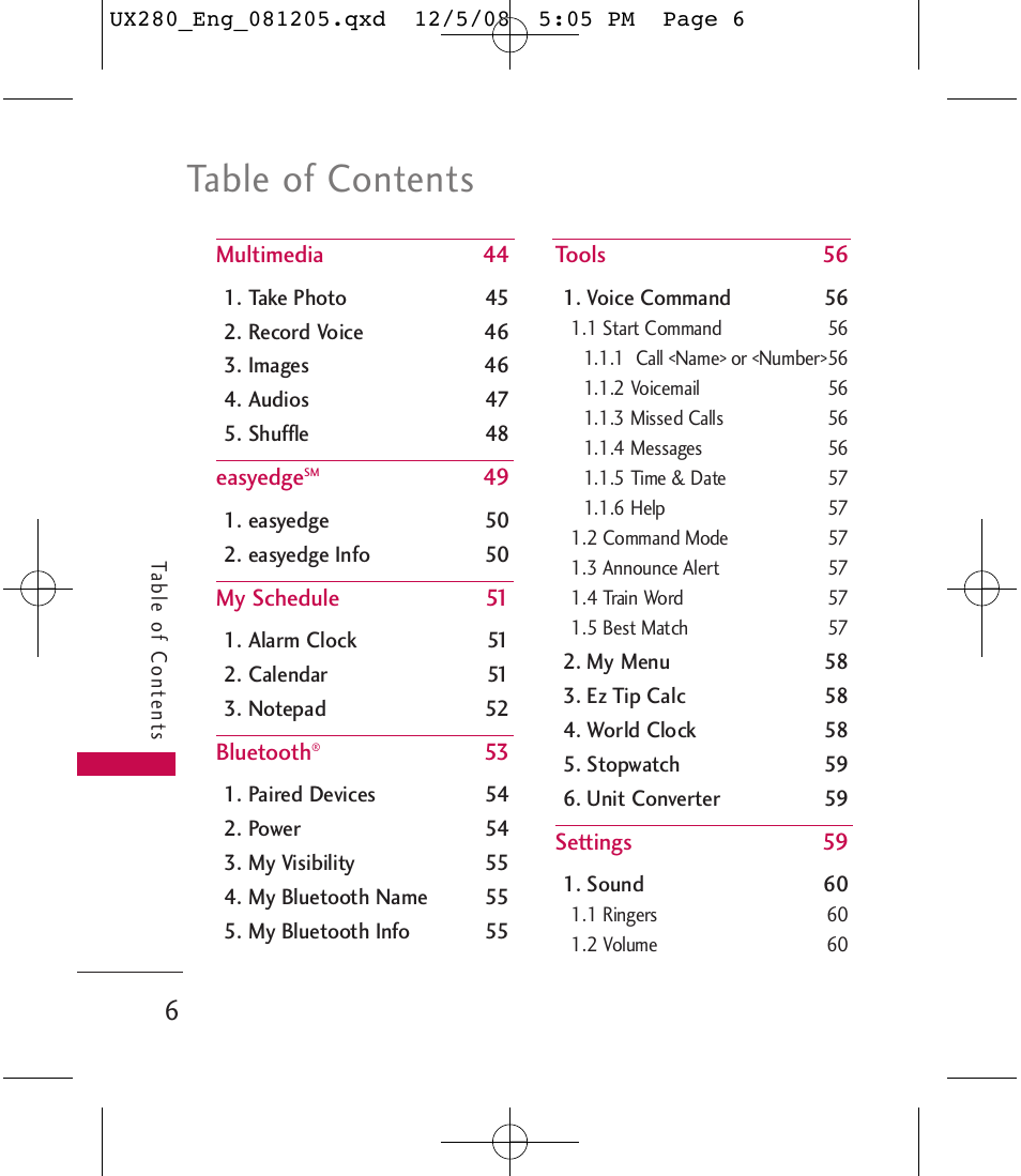 LG LGUX280 User Manual | Page 8 / 226