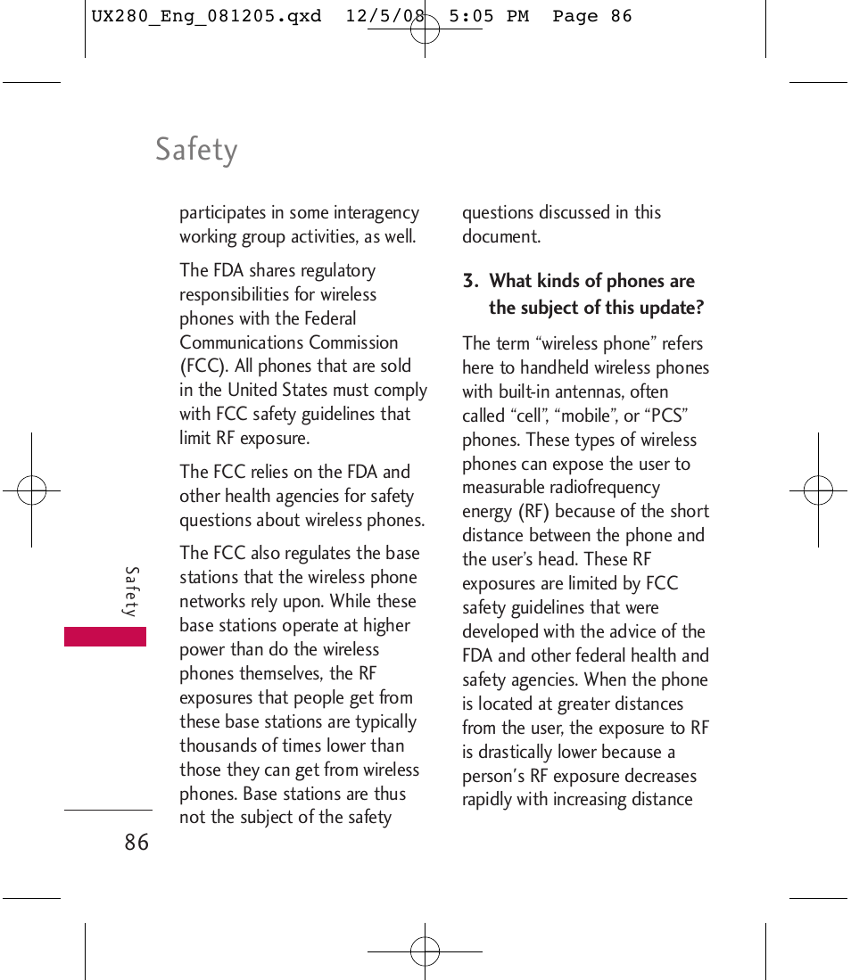 Safety | LG LGUX280 User Manual | Page 88 / 226