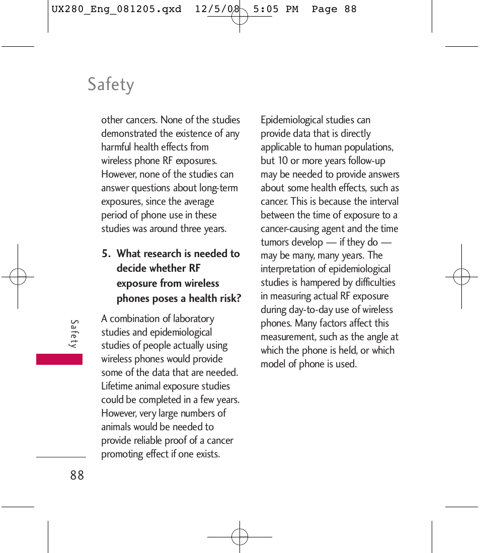 Safety | LG LGUX280 User Manual | Page 90 / 226