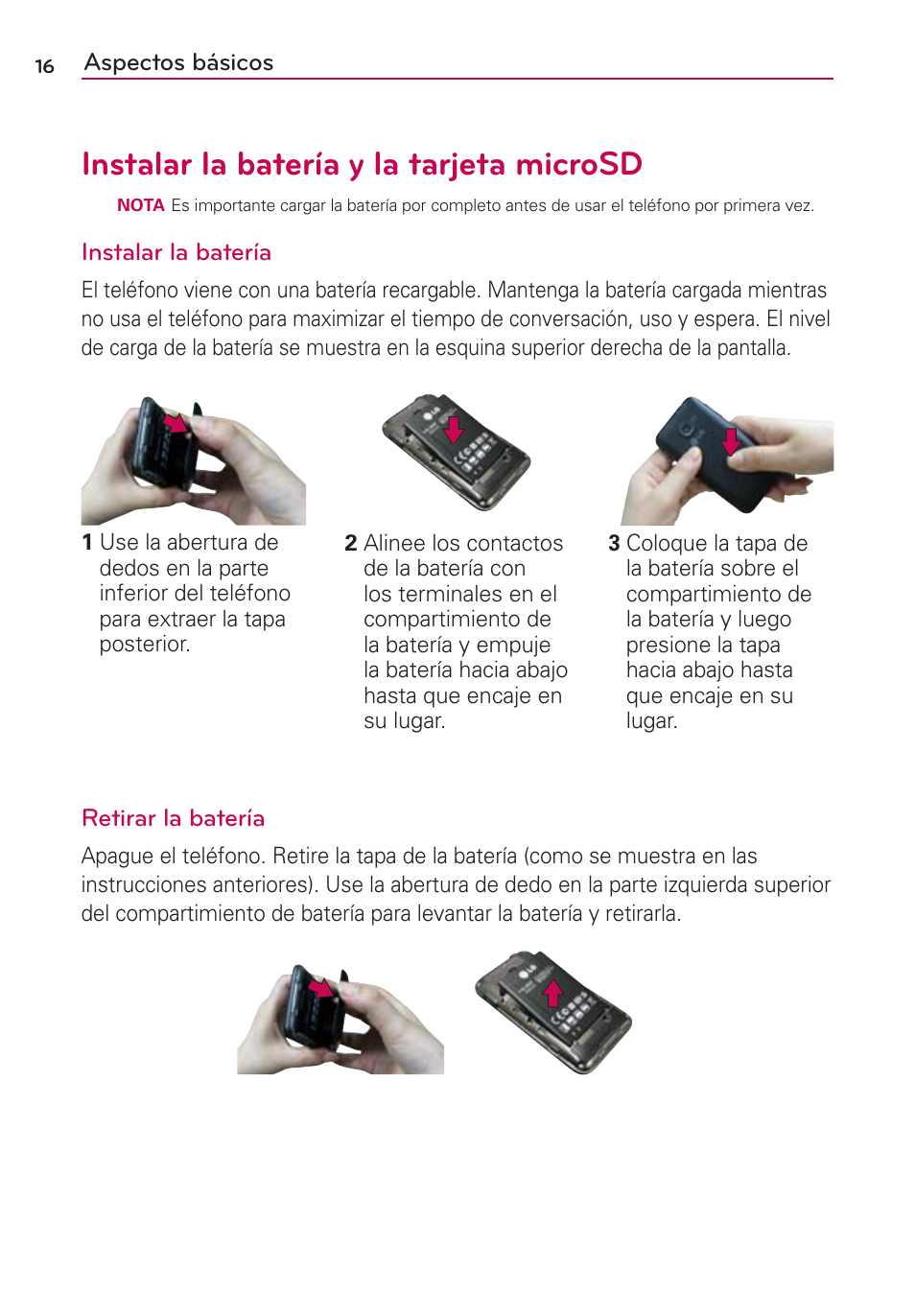 Instalar la batería y la tarjeta microsd | LG AS680 User Manual | Page 197 / 372