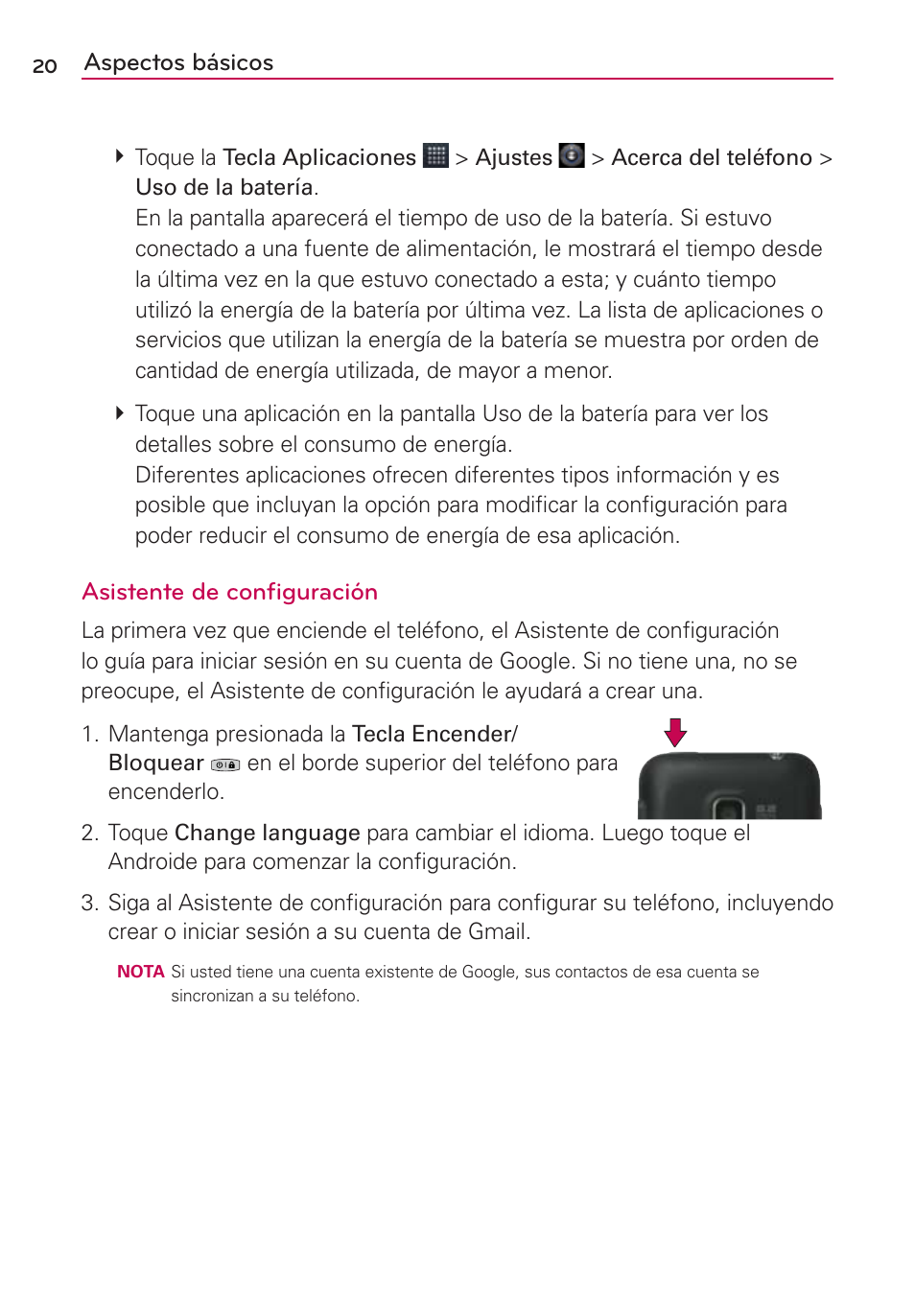 Aspectos básicos, Asistente de conﬁguración | LG AS680 User Manual | Page 201 / 372