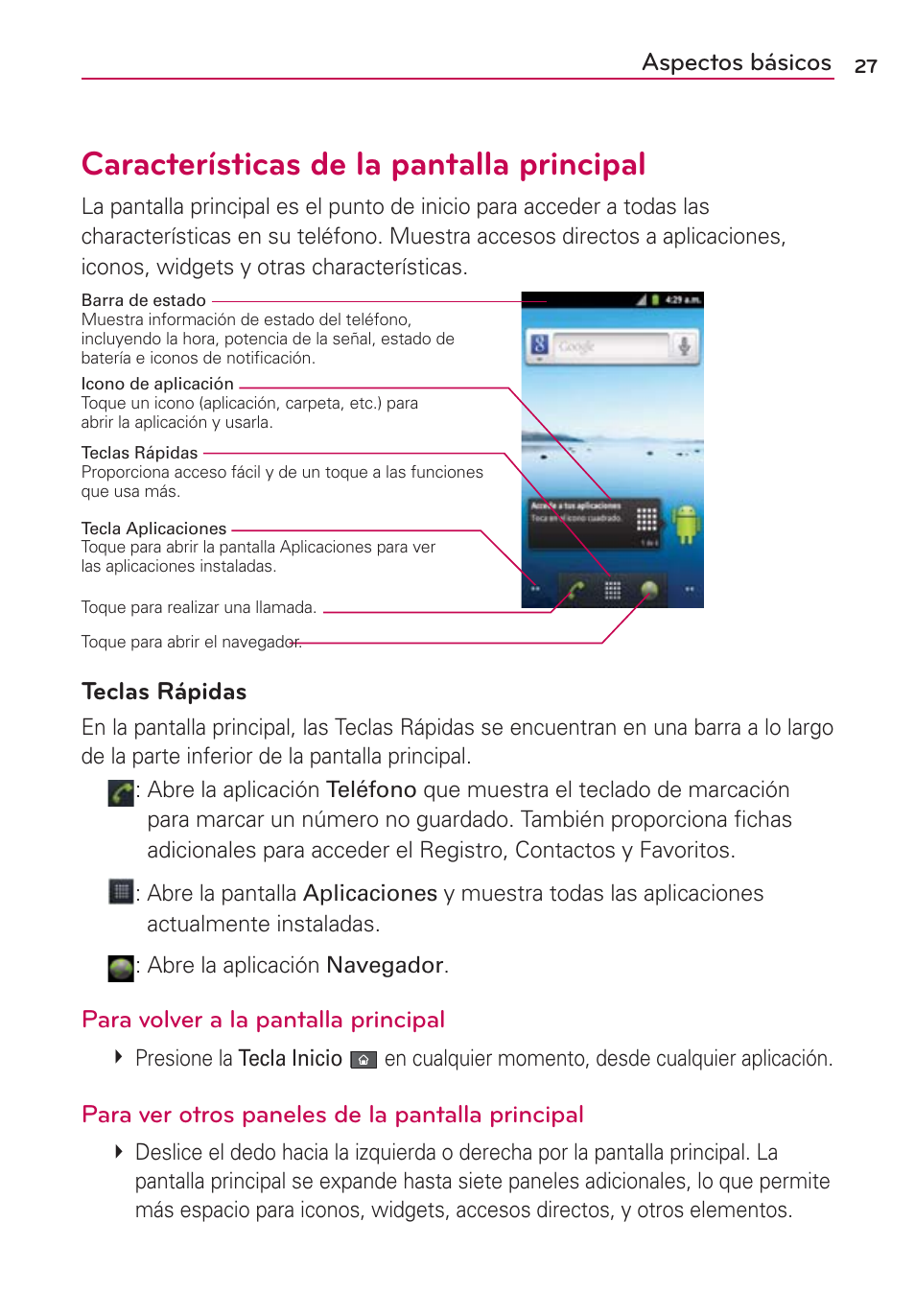 Características de la pantalla principal | LG AS680 User Manual | Page 208 / 372