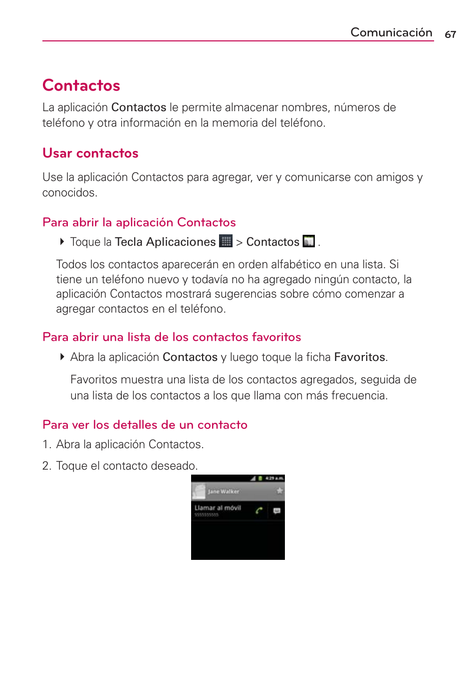 Comunicación, Contactos, Usar contactos | LG AS680 User Manual | Page 248 / 372