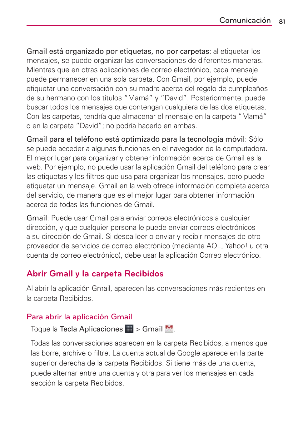 Abrir gmail y la carpeta recibidos | LG AS680 User Manual | Page 262 / 372