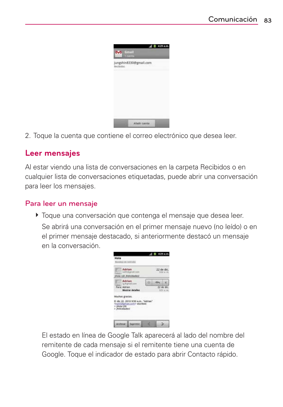 Leer mensajes | LG AS680 User Manual | Page 264 / 372