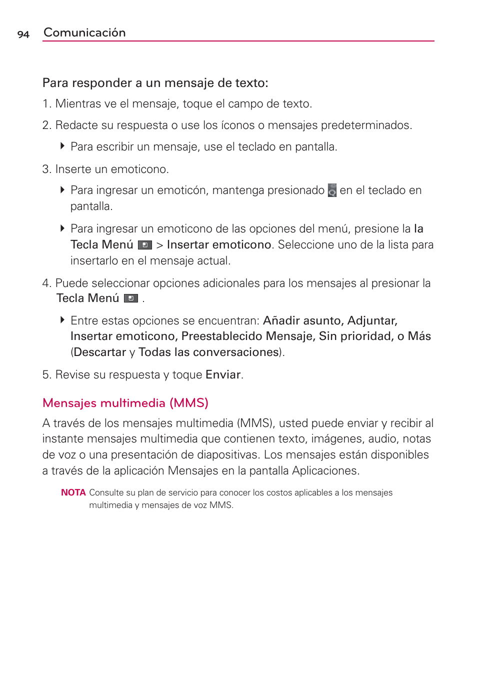 Comunicación, Mensajes multimedia (mms) | LG AS680 User Manual | Page 275 / 372