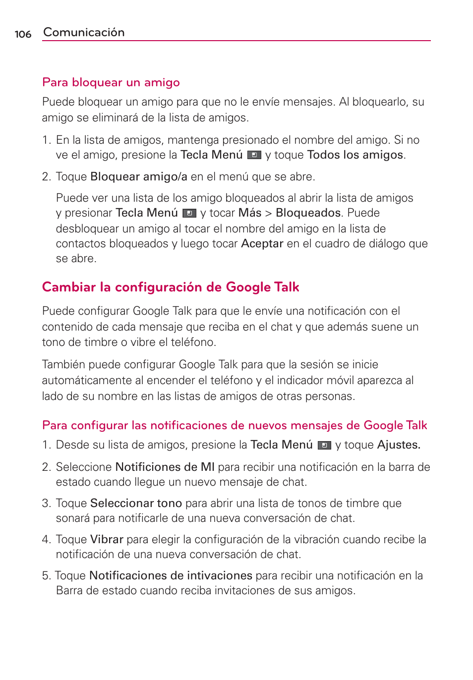 Cambiar la conﬁguración de google talk | LG AS680 User Manual | Page 287 / 372