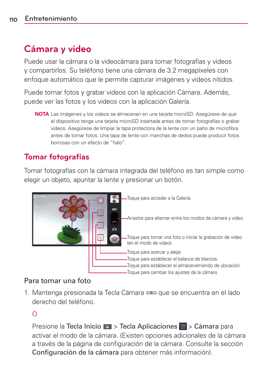 Entretenimiento, Cámara y video, Tomar fotografías | LG AS680 User Manual | Page 291 / 372