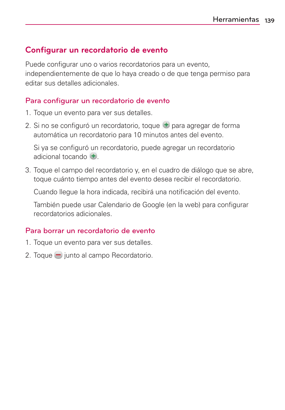 Conﬁgurar un recordatorio de evento | LG AS680 User Manual | Page 320 / 372