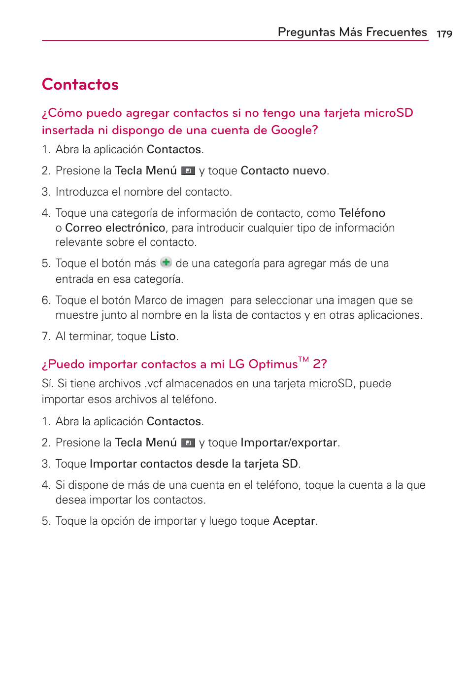 Contactos | LG AS680 User Manual | Page 360 / 372