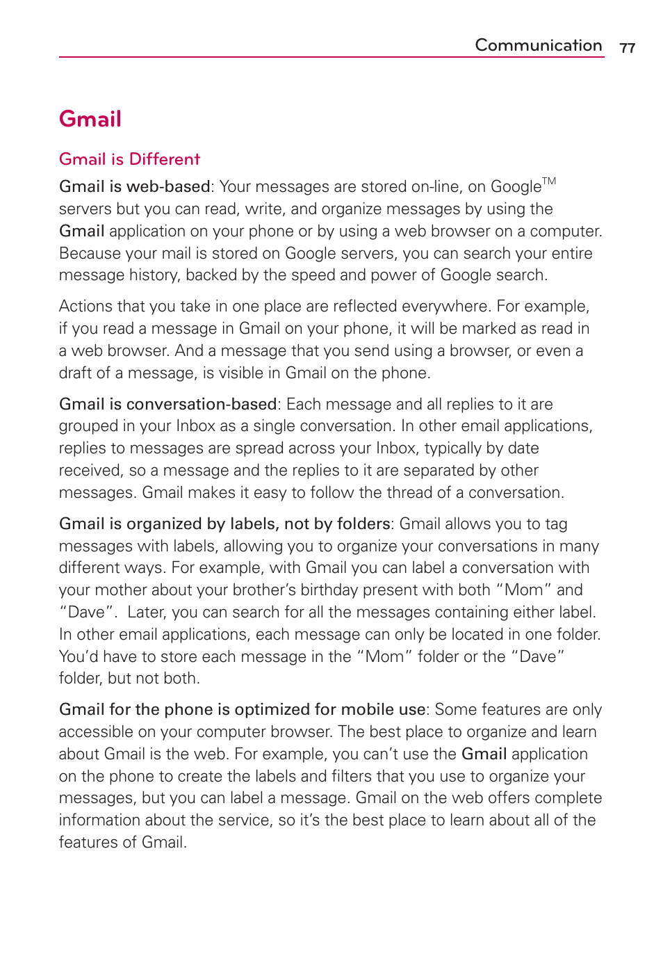 Gmail | LG AS680 User Manual | Page 79 / 372