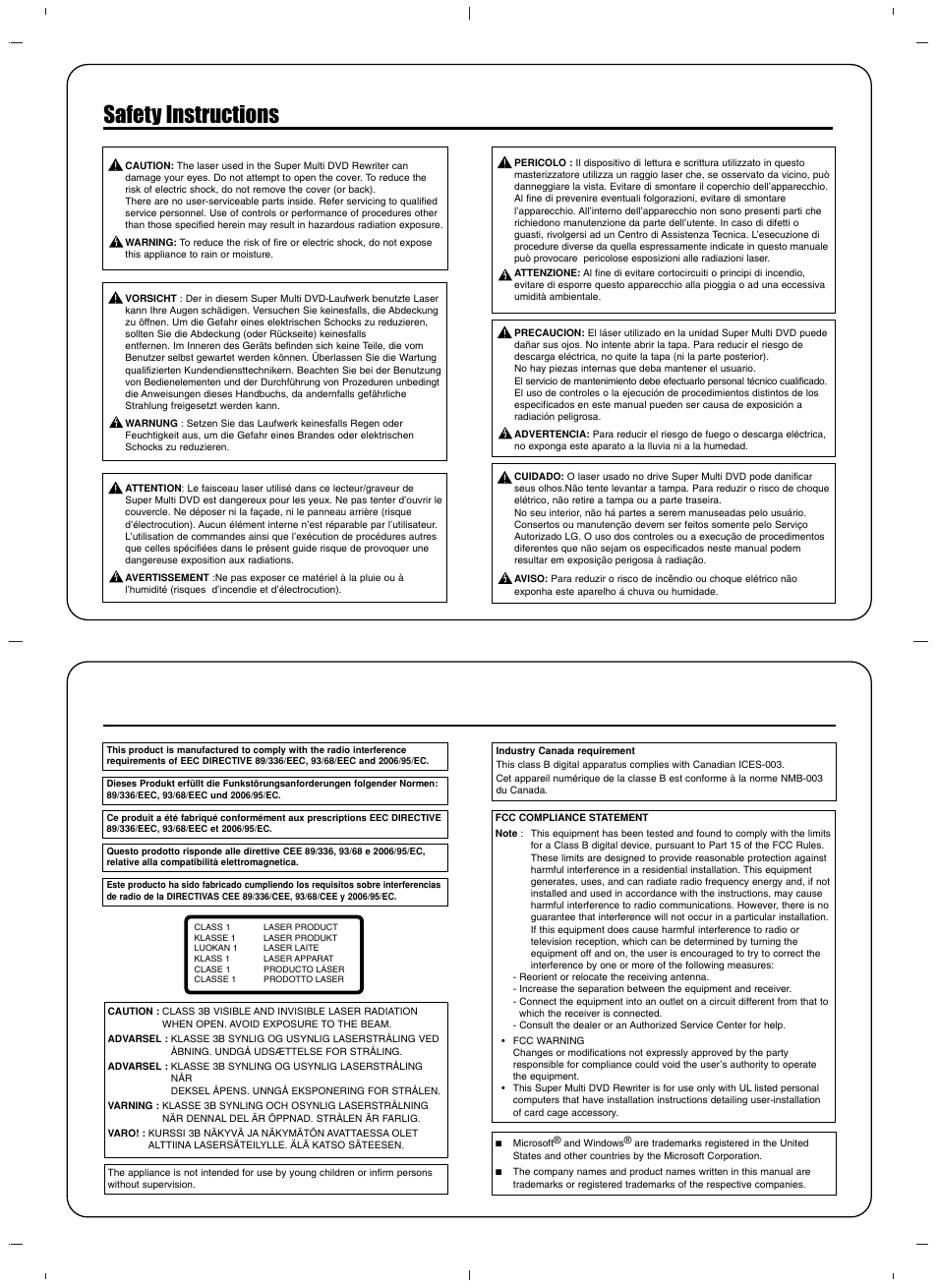 Safety instructions | LG GSA-H62L User Manual | Page 4 / 4