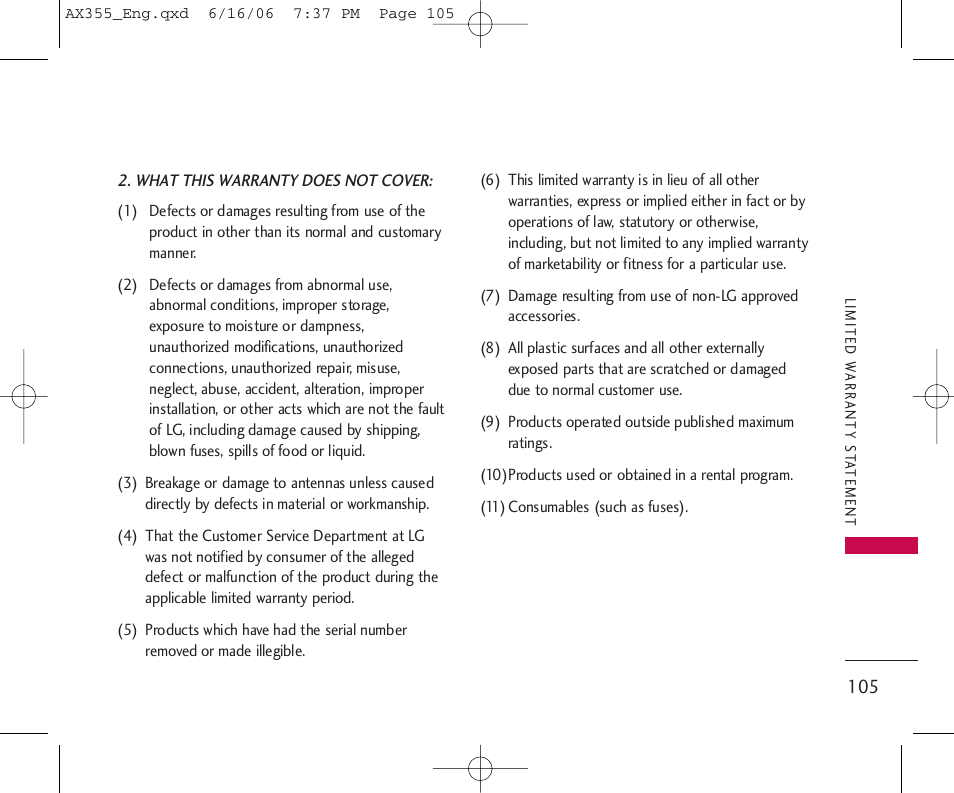 LG LGAX355 User Manual | Page 107 / 110