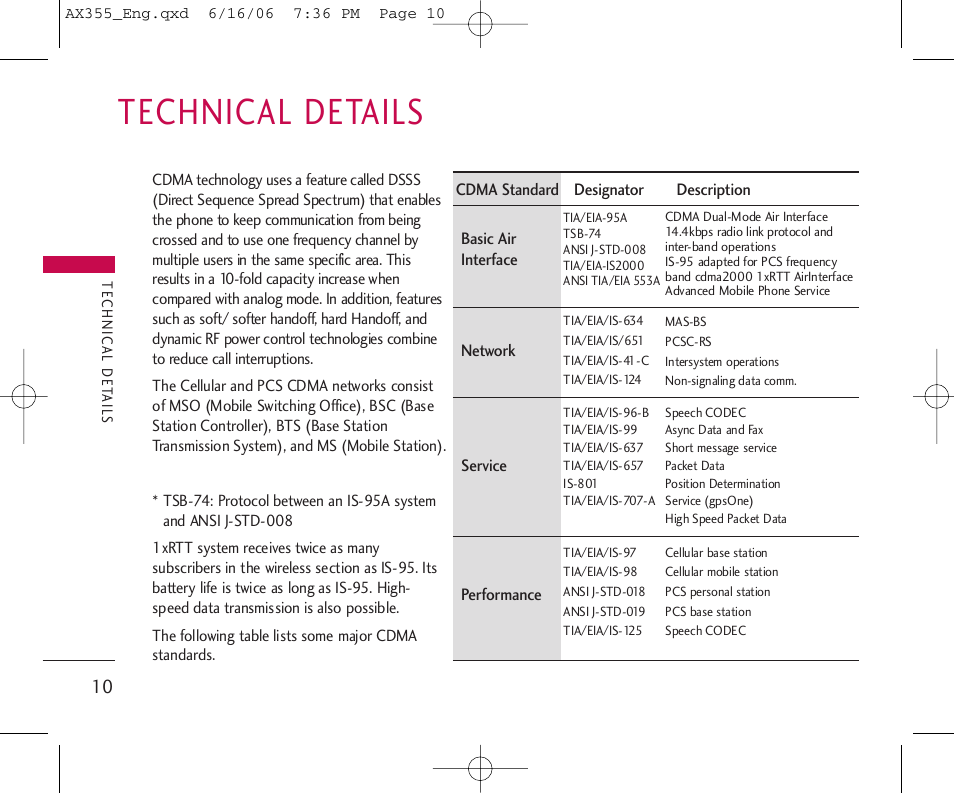 Technical details | LG LGAX355 User Manual | Page 12 / 110