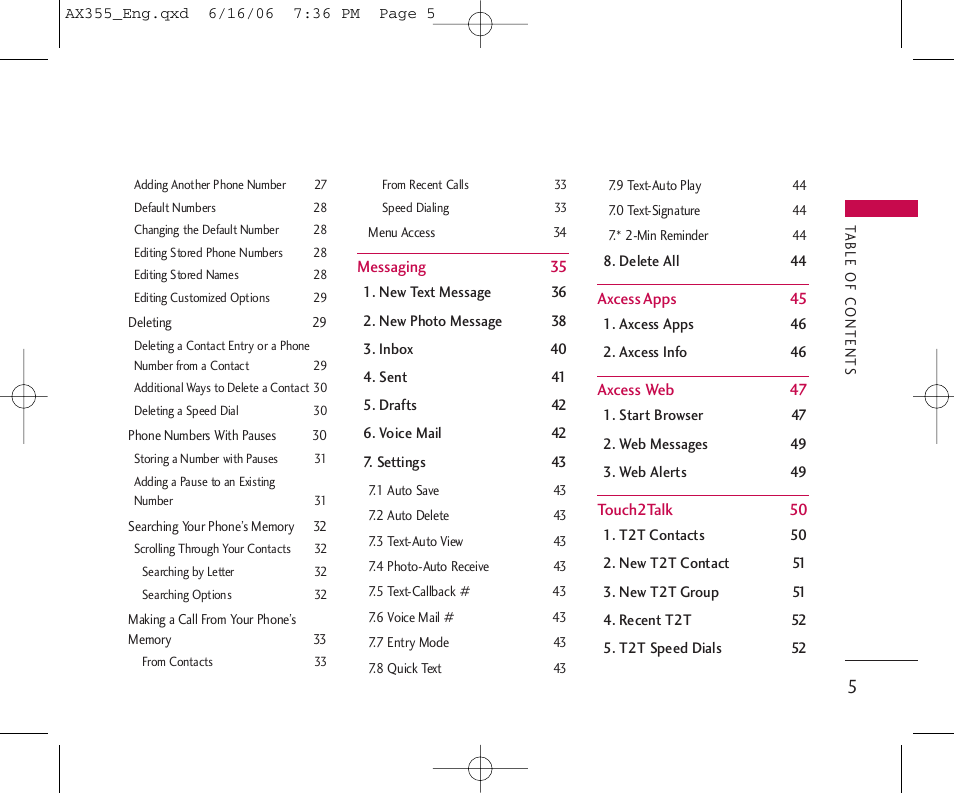 LG LGAX355 User Manual | Page 7 / 110