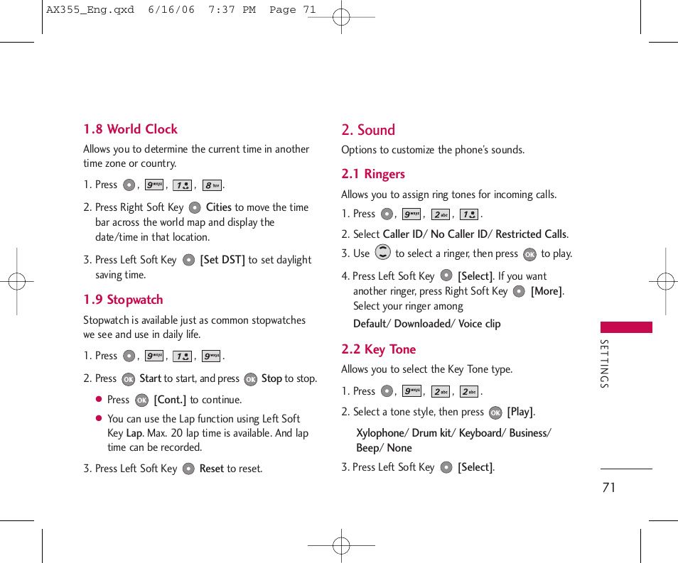 Sound | LG LGAX355 User Manual | Page 73 / 110