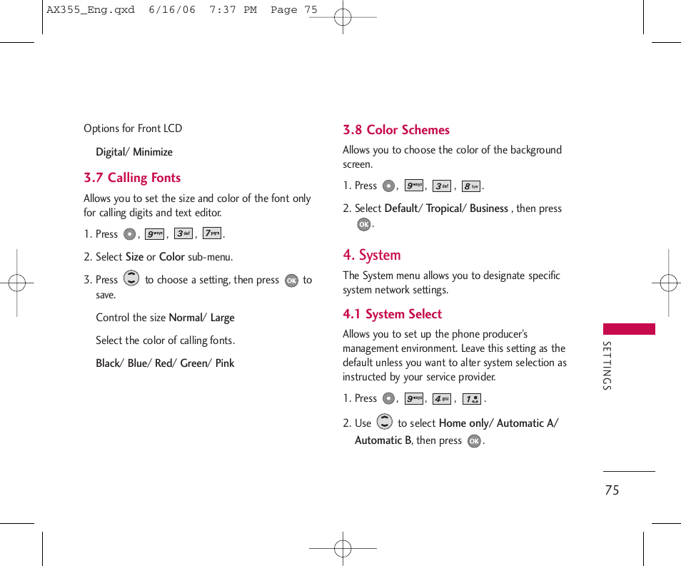 System | LG LGAX355 User Manual | Page 77 / 110