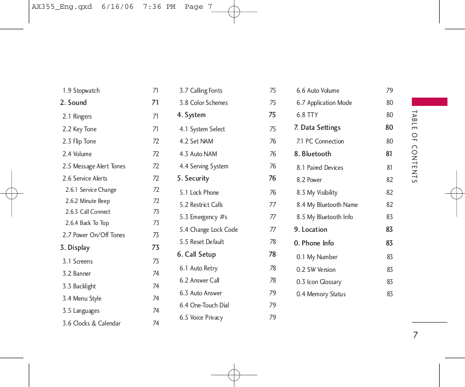 LG LGAX355 User Manual | Page 9 / 110