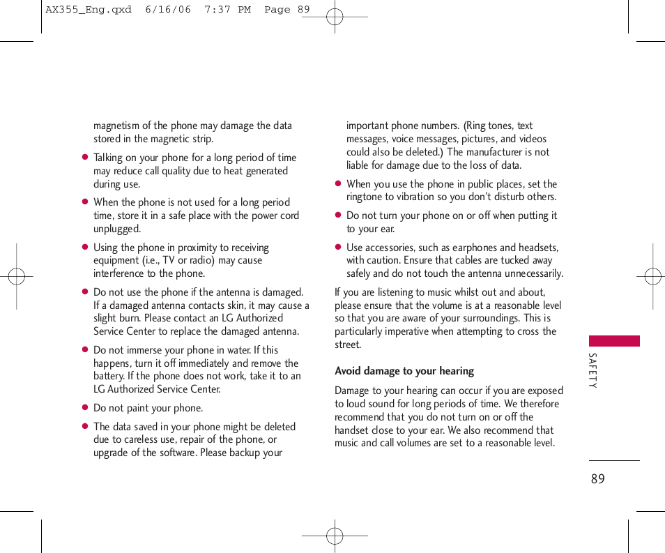 LG LGAX355 User Manual | Page 91 / 110