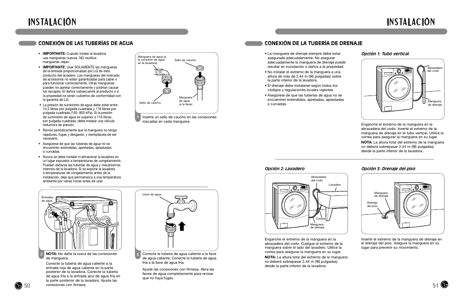 I n s ta l ac i ó n | LG WM3988HWA User Manual | Page 27 / 42