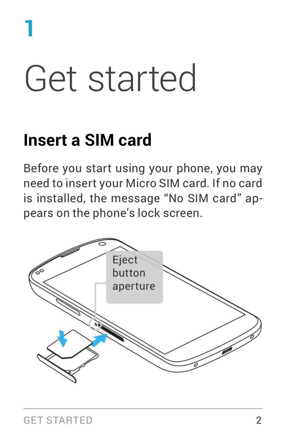 Get started, Insert a sim card | LG LGE960W User Manual | Page 11 / 235