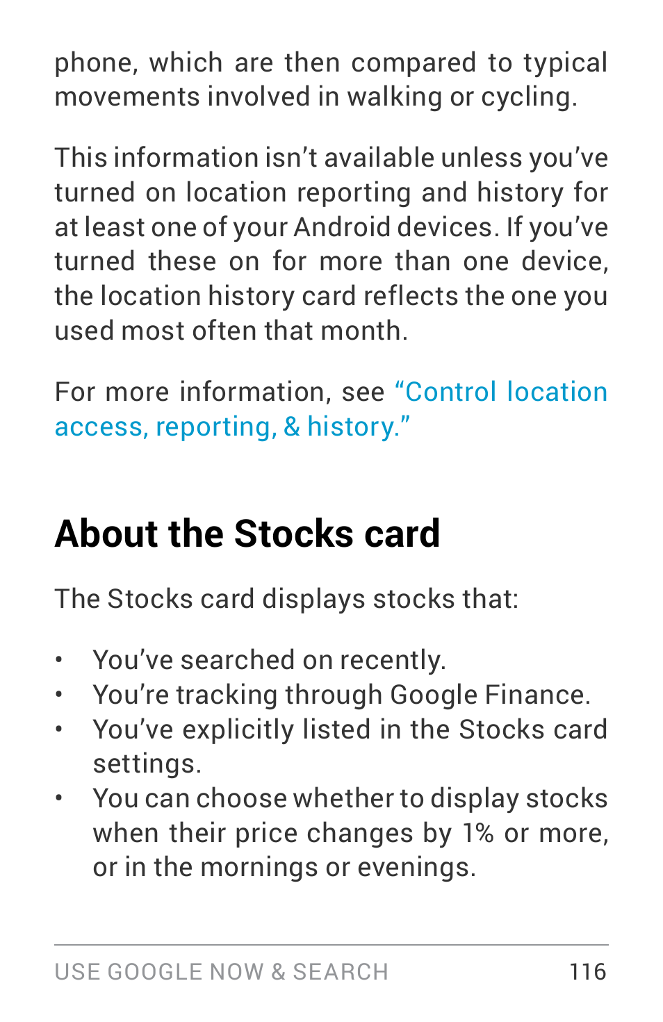 About the stocks card, About, Stocks card | LG LGE960W User Manual | Page 125 / 235