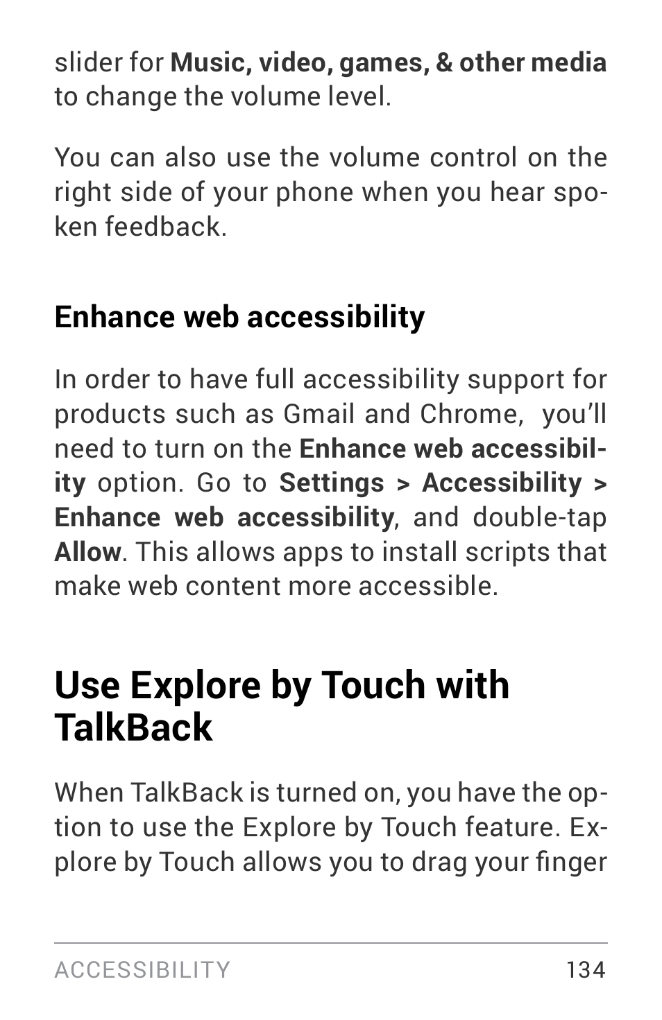 Use explore by touch with talkback 134, Use explore by touch with talkback | LG LGE960W User Manual | Page 143 / 235