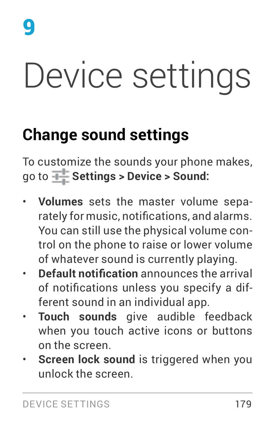 Device settings, Change sound settings | LG LGE960W User Manual | Page 188 / 235