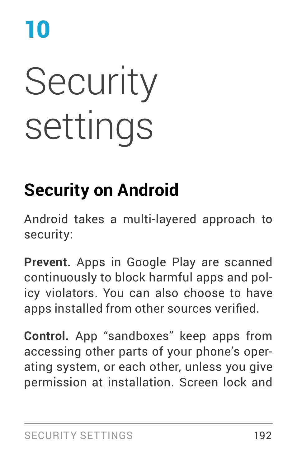 Security settings, Security on android | LG LGE960W User Manual | Page 201 / 235
