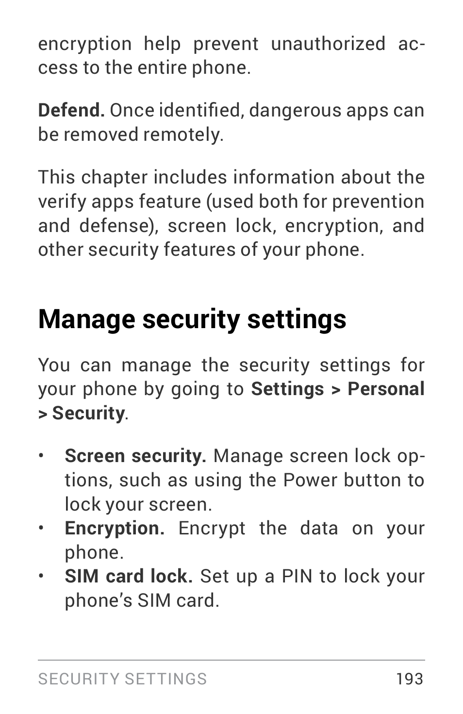 Manage security settings | LG LGE960W User Manual | Page 202 / 235