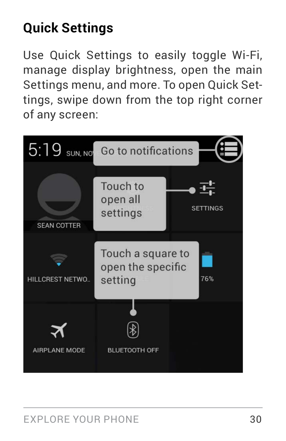 Quick settings | LG LGE960W User Manual | Page 39 / 235